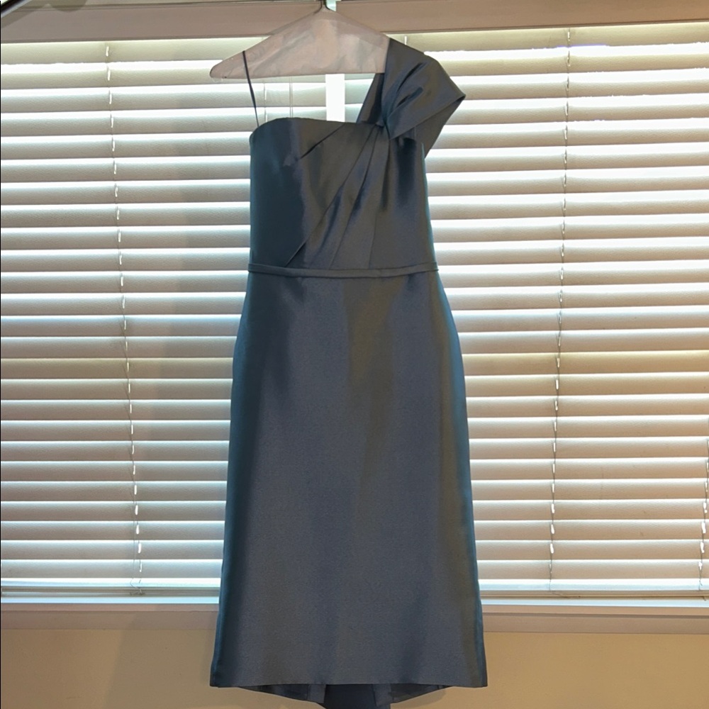 Amsale One-Shoulder Slate Dress